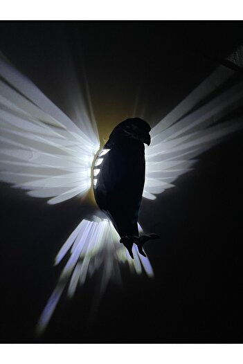 BCOVERART Pilli Led SİYAH KARTAL Aplik Özel 3D Üretim BEYAZ Lamba Kartal