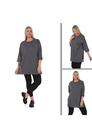 elma abone Plus Size Combed Cotton Tunic