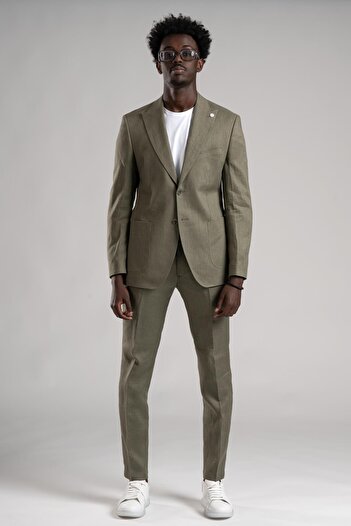 Sır SİR Regular Fit Yarım Astarlı %100 Linen (Keten) Kumaş Takım Elbise