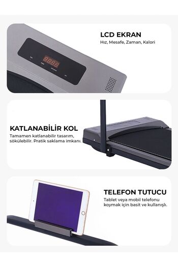 Relax Uzaktan Kumandalı Katlanabilir Portatif Yürüme ve Koşu Bandı 12 Km Hız