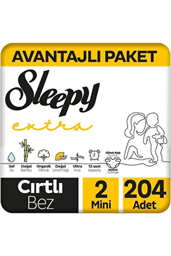 Sleepy Extra Günlük Aktivite Avantajlı Paket Bebek Bezi 2 Numara Mini 204 Adet