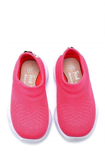 First Step Ultra Hafif Memory Foam İç Taban Çocuk Triko Spor Ayakkabı Fuşya-M-1002