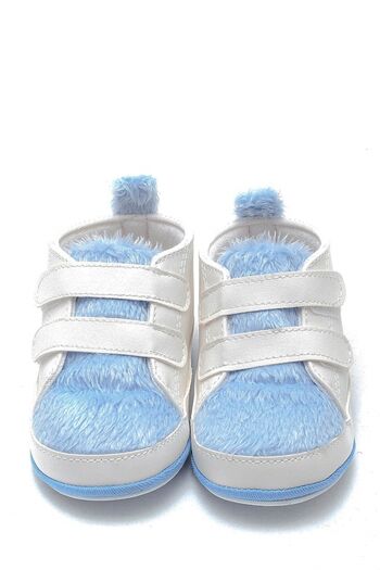 First Step Furry Velcro Flexible and Anti-Slip First Step Shoes Blue F-524