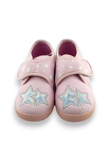 First Step Pembe Yıldızlı Kız Çocuk Cırt Cırtlı Panduf-F-727
