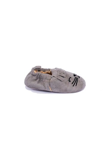 First Step Embroidered Booties Gray