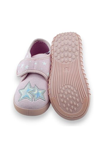First Step Pembe Yıldızlı Kız Çocuk Cırt Cırtlı Panduf-F-727