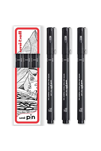 UNİ-BALL Uni Ball Pin 0.03 Technical Drawing Pen Black (3 Pieces)
