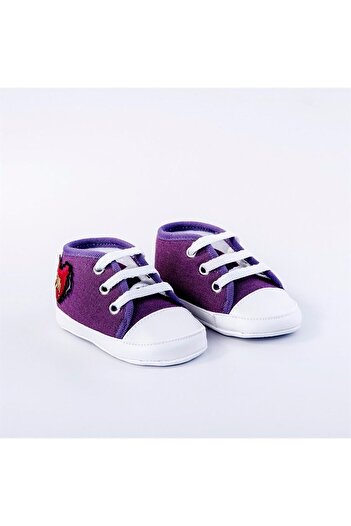 First Step Baby Booties Heart Purple