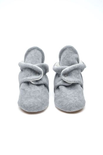 First Step Light Gray Slippers with Non-Slip Base, Cotton Lining and Snap Fasteners
