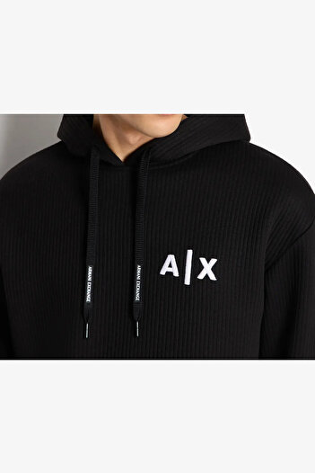 Armani Exchange Ανδρικό φούτερ με κουκούλα-Μαύρο