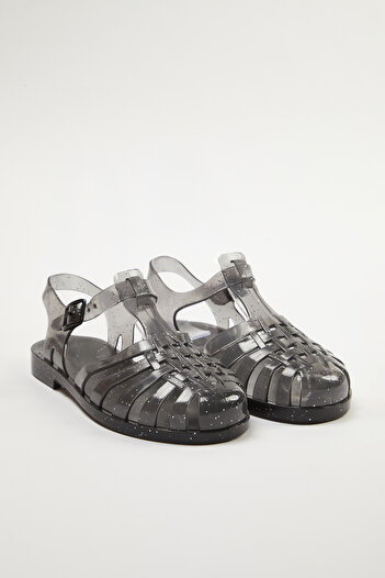 TRENDYOL SHOES Black Jelly Lurex Women's Sandals Takss24Sd00006