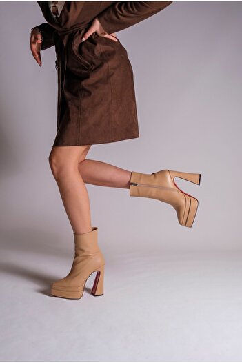 Ayakkabı Ateşi Γυναικεία Boat Shoes Mojo Nude Skin Double Platform Special Design