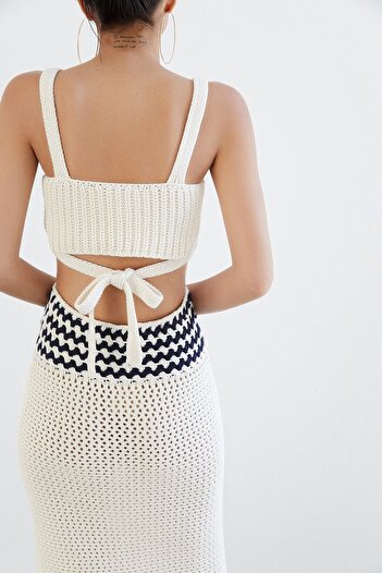 Rue Studio Örgü Ekru Crop Top