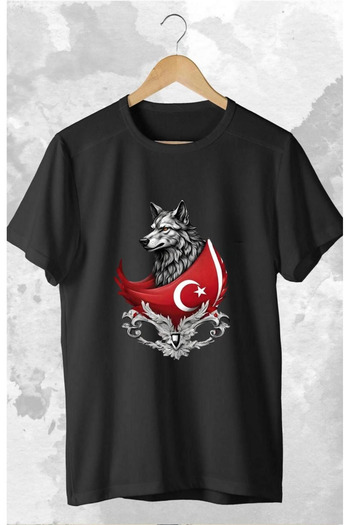 PENTHİLUS Unisex Bozkurt Τουρκικό μπλουζάκι με στάμπα από βαμβάκι - κοντό μανίκι