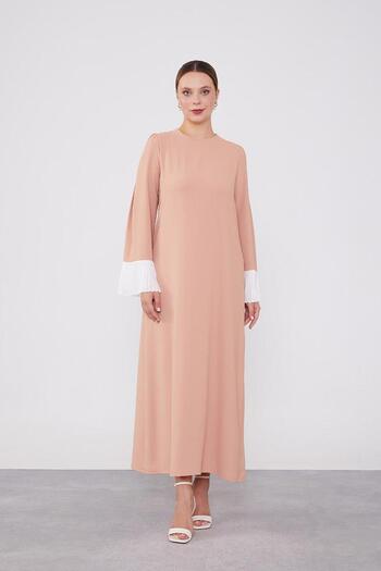 Levidor Chiffon Pleated Salmon Dress
