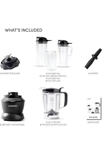 Nutribullet Full Size Blender + Combo 1200 Watts, 9pc, High Speed Blender, Smoothie Maker, Dark Grey