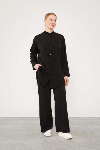 Levidor Pleated Fabric Black Judge Collar Double Set