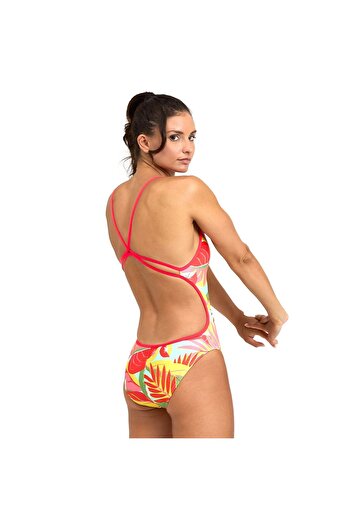 ARENA Tropic Swimsuit Lace Back Kadın Kırmızı Yüzücü Mayosu 005933540