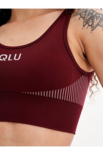 qlu Infinity Women's Burgundy Seamless/Seamless Striped Bra/Sports Bra