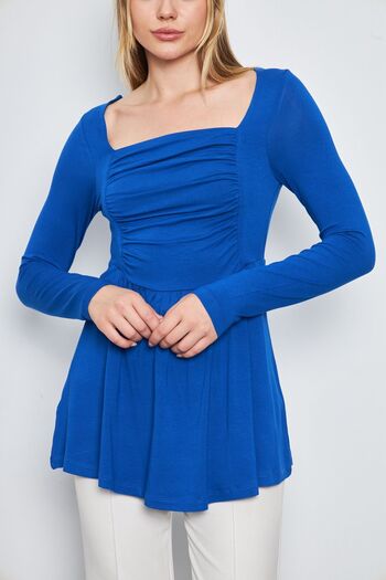 ESPİNA Viscose Women's Tunic - Square Collar, Front Garni Drawstring