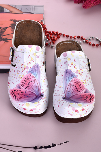 azizsahinshoes 3062 Model Anatomical Eye-Catching Butterfly Patterned Slippers