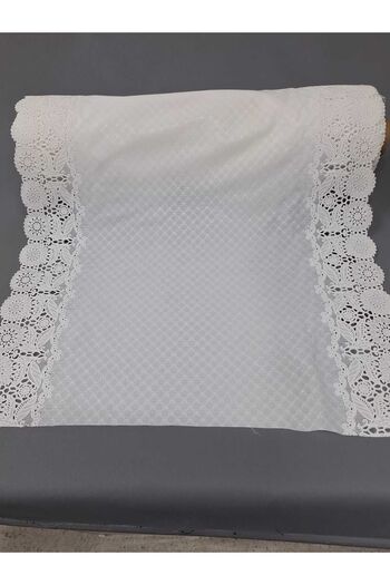 Başak Ev Tekstili WhitePVCCube Lace Shelf and Cabinet Cover Runner