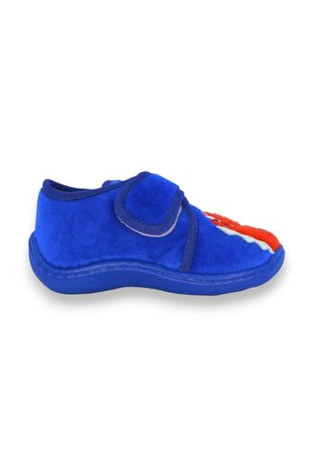 First Step Dinozor Nakışlı Saks Erkek Çocuk Cırt Cırtlı Panduf-F-743