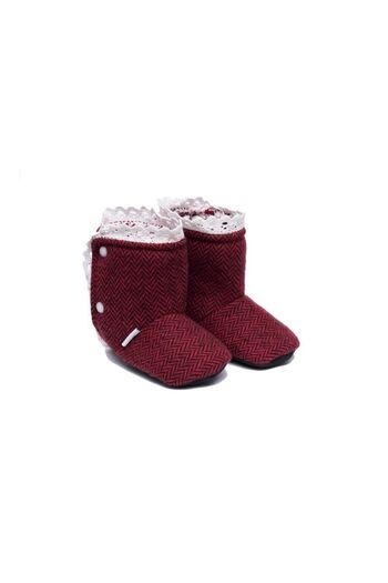 First Step Claret Red Herringbone Home Boots