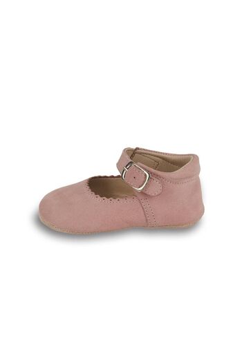 First Step Hakiki Deri Pudra Kız Bebek Babet İlk Adım Ayakkabısı-D-469