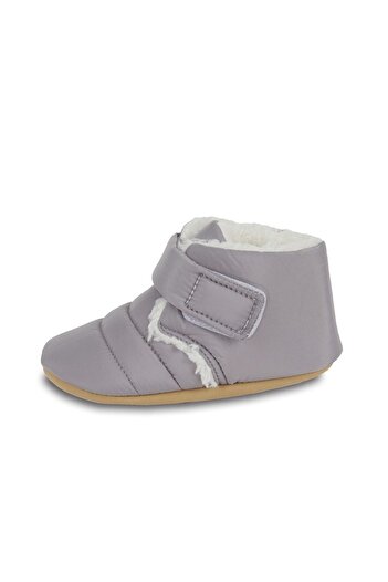 First Step Paraşüt Kumaş Kürklü Anne Terlik Ve Bebek Panduf (terlik Ve Panduf Ayrı Satılmaktadır.)-gri/grey-t-1