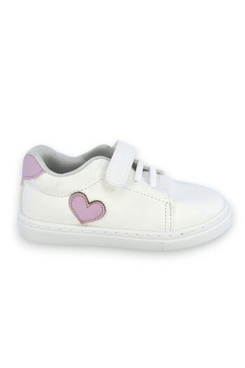 First Step Pantofi cu velcro cu inimă liliac pentru fetiță - Pantofi sport casual-S-1001