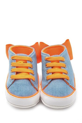 First Step Phosphorescent Ribbon Booties Orange