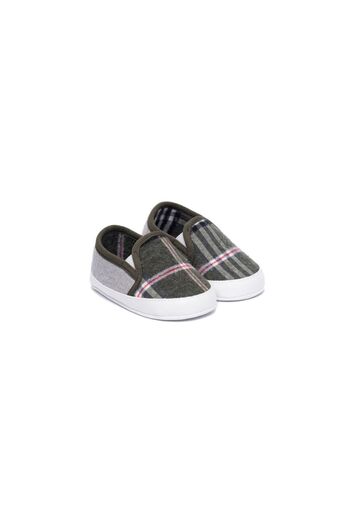 First Step Plaid Booties Green