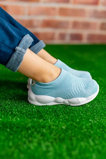 First Step Branț din spumă cu memorie ultra ușoară Tricotaj pentru copii Pantofi sport Albastru-m-1002