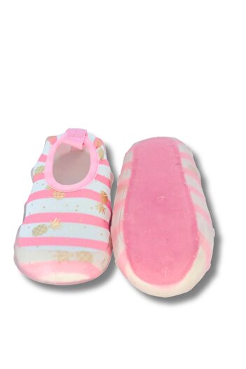 First Step Pineapple Printed Leaf Pink Girl's Non-Slip Sole Sea Shoes-f-7018