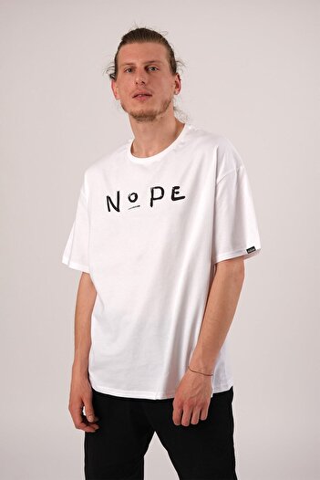 Pasage Λευκό μπλουζάκι Oversize Nope Printed