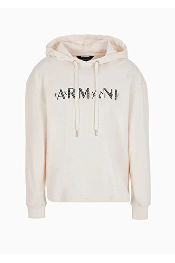 Armani Exchange Γυναικείο φούτερ με κουκούλα-Εκρού
