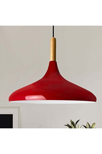 Bamyum Champion Pendelleuchte, aus Holz und Metall 35 cm, Rot Lampe