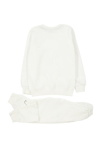 TRENDYOLKIDS Girl's Ecru Seasonal Set - Thin Rabbit Patterned Knitted Top and Bottom Set Tkdaw25au00028