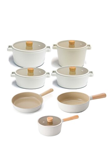 NEOFLAM Fika Aluminum Cast 12 Piece Cookware & Pan Set with Glass Lid 18s22k22d24k26d24t26w