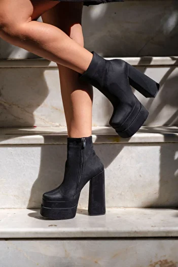Ayakkabı Ateşi Μαύρα Suede Double Platform Special Design Γυναικεία Παπούτσια Vega