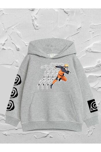 VASK - Unisex Kids Hooded Oversize Sweatshirt -running Naruto