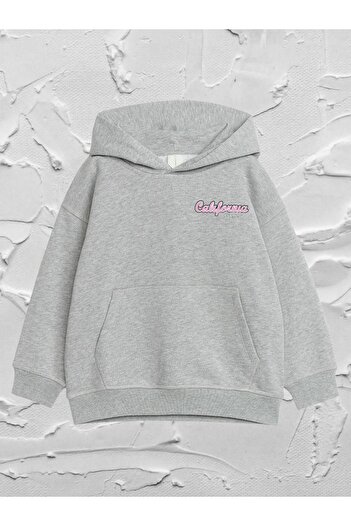 VASK - Unisex Kids Hooded Oversize Pink California Printed Sweatshirt