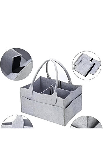 ALERİA CONCEPT Medium Size Gray Storage Organizer - 30 Degree Practical Washing, Multi-Purpose 23 cm 3 K