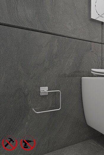 Alper Banyo Αυτοκόλλητη ανοξείδωτη τετράγωνη θήκη χαρτιού υγιεινής εξωτερικού χώρου Βάση χαρτιού υγιεινής WC Κρεμάστρα χαρτιού υγιεινής