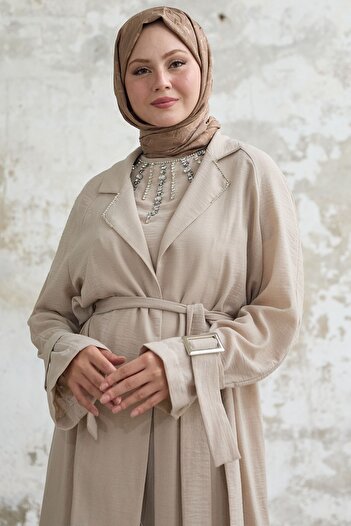 InStyle Beige Linen Set - Stone Detailed Dress