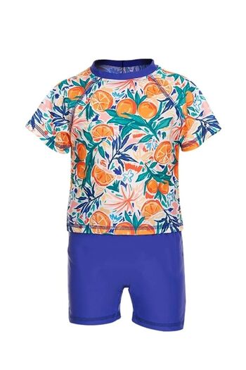 Emayo Children's Swimsuit Fruit with UV Protection Short Sleeve Shorts