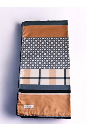 Akel Alfa Twill - Eșarfă cu model pătrat cu dungi colorate 95x95
