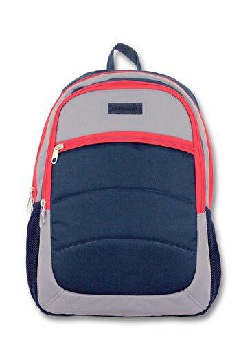 ÜMİT ÇANTA Men's Junior High School College High School and Daily Backpack - Navy Blue-Grey-Red Ümit Bag Cennec