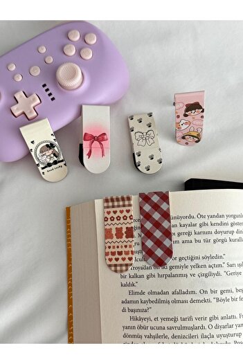 Planet Butik Kawaii Teddy Printed - Magnetic Bookmark with Magnet Teddy Bear Ruler and Paperclip Set of 6